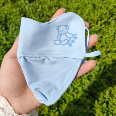 Bộ mặt nạ trẻ em 3-5 gói UPF50, vải giặt được, gấu dễ thương – kem chống nắng mỏng thoáng khí cho học sinh ngoài trời 7