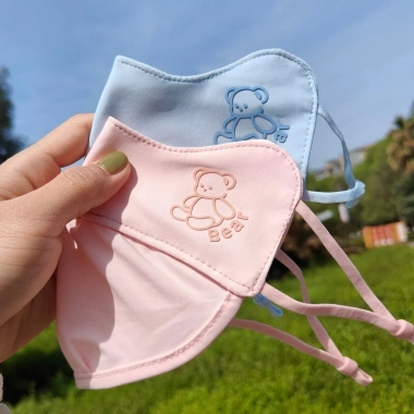 Bộ mặt nạ trẻ em 3-5 gói UPF50, vải giặt được, gấu dễ thương – kem chống nắng mỏng thoáng khí cho học sinh ngoài trời 10