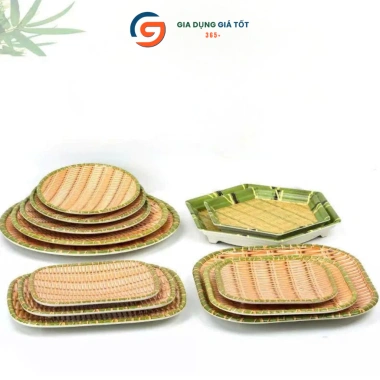 Bộ mẹt nhựa giả mây cao cấp, đa dạng hình dáng – đĩa đựng bún đậu, nem nướng, trang trí bàn ăn