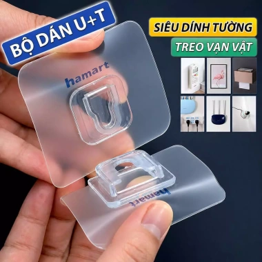 Bộ miếng dán tường đa năng U 7x7cm – Siêu dính, treo ổ điện, wifi, tranh ảnh, móc gài – Giá 5.800₫
