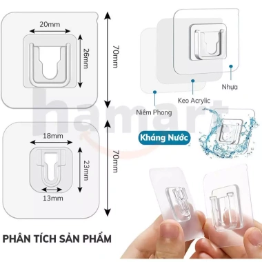 Bộ miếng dán tường đa năng U 7x7cm – Siêu dính, treo ổ điện, wifi, tranh ảnh, móc gài – Giá 5.800₫