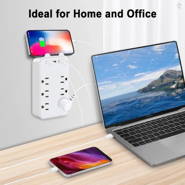 Bộ mở rộng 6 đầu vào 9 trong 1 chống sét, 2 USB và USB-C, ổ cắm văn phòng du lịch 3
