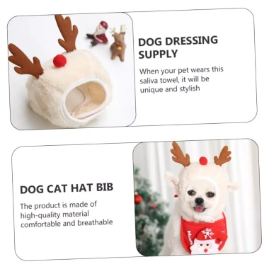 Bộ mũ yếm Giáng Sinh cho mèo Tuần lộc Ông già Noel - mũ đỏ dễ thương giữ ấm, giá ưu đãi 2