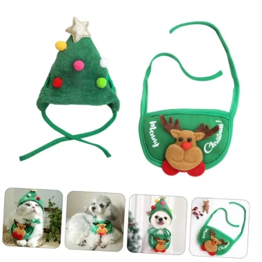 Bộ mũ yếm Giáng Sinh cho mèo Tuần lộc Ông già Noel - mũ đỏ dễ thương giữ ấm, giá ưu đãi 4