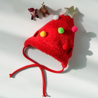 Bộ mũ yếm Giáng Sinh cho mèo Tuần lộc Ông già Noel - mũ đỏ dễ thương giữ ấm, giá ưu đãi 10