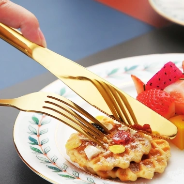 Bộ Muỗng Nĩa Thép Không Gỉ Màu Vàng Series 1.010 - Độ bền cao, giá ưu đãi 16.960 VND
