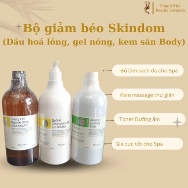 Bộ mỹ phẩm Spa Skindom size lớn - Làm sạch, massage mặt, chăm sóc da cơ bản, tiết kiệm