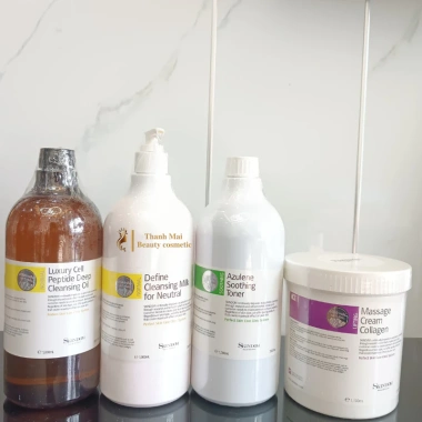 Bộ mỹ phẩm Spa Skindom size lớn - Làm sạch, massage mặt, chăm sóc da cơ bản, tiết kiệm