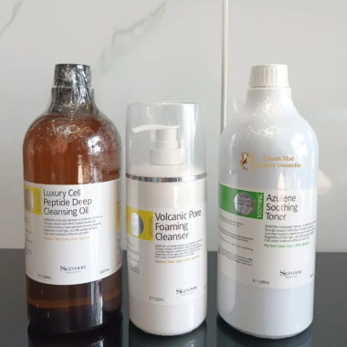 Bộ mỹ phẩm Spa Skindom size lớn - Làm sạch, massage mặt, chăm sóc da cơ bản, tiết kiệm