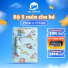 Bộ Nệm Nhà Trẻ 5 Món Rayon Microfiber Chagota Bóng Mịn Hiện Đại, Kèm Ruột Gối, Giá 400k