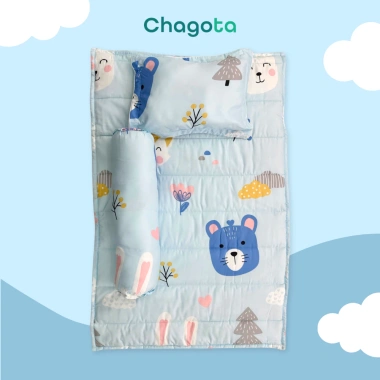 Bộ Nệm Nhà Trẻ 5 Món Rayon Microfiber Chagota Bóng Mịn Hiện Đại, Kèm Ruột Gối, Giá 400k