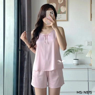 Bộ ngủ 2 dây lụa VINGO VINGORIA N575 - Đồ mặc nhà mùa xuân hè, giá chỉ 365.000đ 10 Bộ ngủ 2 dây lụa VINGO VINGORIA N575 - Đồ mặc nhà mùa xuân hè, giá chỉ 365.000đ 10