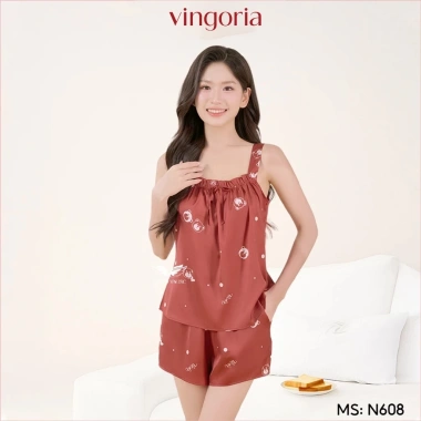 Bộ ngủ 2 dây lụa VINGO/VINGORIA mùa xuân hè N607 - Giá chỉ 355.000đ, giảm mạnh