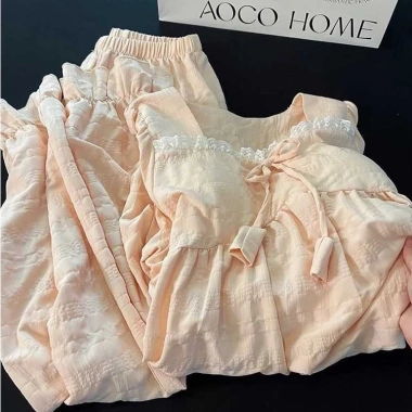 Bộ ngủ babydoll nữ cotton, bánh bèo dễ thương thu đông tiểu thư - 165k 5