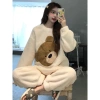 Bộ Ngủ Bông Thêu Hoạ Tiết Gấu Nâu Dài Tay Thu Đông Nhung Mềm Mịn 2 Mặt 160k 8
