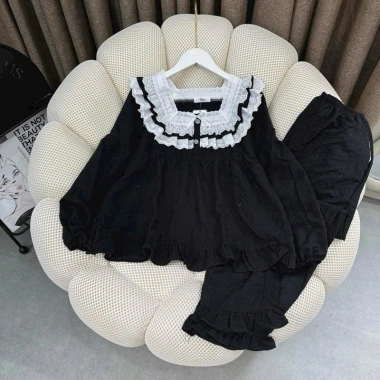 Bộ ngủ cổ vuông ba tầng - Pijama nữ tay dài, quần dài đũi gân cao cấp, giá 149k