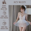 Bộ Ngủ Cosplay Cô Dâu Sexy - Váy 2 Dây Xuyên Thấu + Chíp Lót Khe, Giá 135k