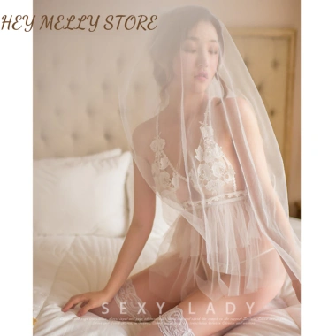 Bộ Ngủ Cosplay Cô Dâu Sexy - Váy 2 Dây Xuyên Thấu + Chíp Lót Khe, Giá 135k 4