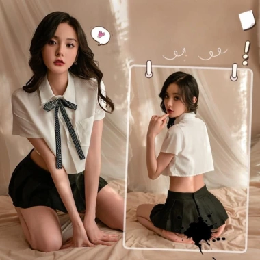 Bộ ngủ cosplay nữ gối cảm DN85 học sinh – cotton mềm mại, quyến rũ, giảm còn 111.000đ