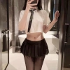 Bộ Ngủ Cosplay Nữ với gối cảm DN85 phong học sinh – Áo trắng, chân váy xếp ly, cà vạt nhỏ quyện rũ – 111.000₫ 8
