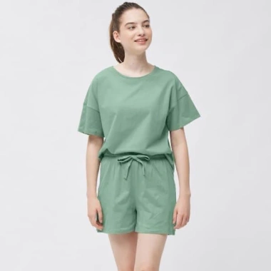 Bộ Ngủ Cotton Cộc Tay GU Nhật Bản - Thiết Kế Tinh Tế, Giá 319.000₫