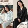 Bộ ngủ dài tay lụa trơn cao cấp, Pijama mềm mại giá ưu đãi 169.000 VND