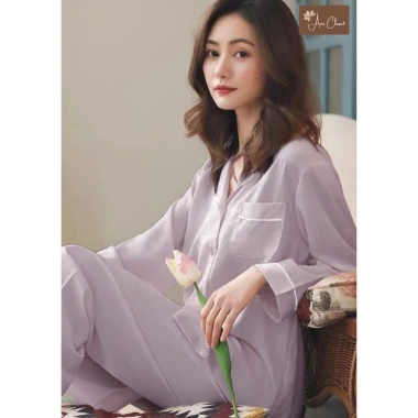 Bộ ngủ dài tay lụa trơn cao cấp, Pijama mềm mại giá ưu đãi 169.000 VND 4 Bộ ngủ dài tay lụa trơn cao cấp, Pijama mềm mại giá ưu đãi 169.000 VND 4