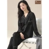 Bộ ngủ dài tay lụa trơn cao cấp, Pijama mềm mại giá ưu đãi 169.000 VND 5
