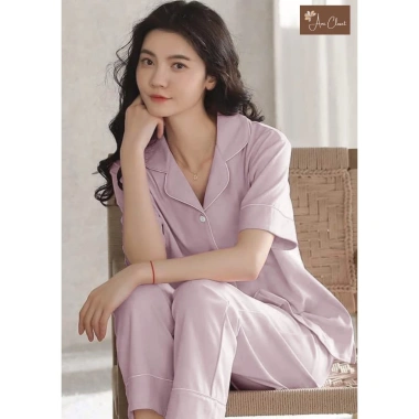 Bộ ngủ dài tay lụa trơn cao cấp, Pijama mềm mại giá ưu đãi 169.000 VND