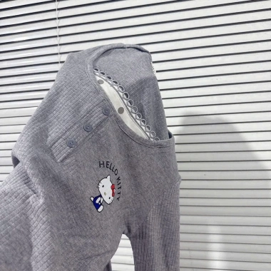 Bộ ngủ dài tay nữ Sweet Kitty, pijama thun gân thoáng mát, dễ thương, giá 248.170đ