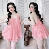 Bộ ngủ hai dây CARY chifon mềm mát, set đồ ngủ 2 dây phối nơ, mặc hè dễ thương - 59.000₫