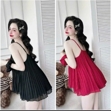 Bộ ngủ hai dây CARY chifon mềm mát, set đồ ngủ 2 dây phối nơ, mặc hè dễ thương - 59.000₫ 3