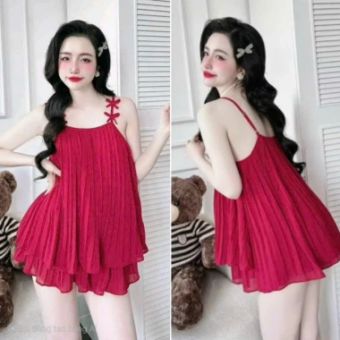 Bộ ngủ hai dây CARY chifon mềm mát, set đồ ngủ 2 dây phối nơ, mặc hè dễ thương - 59.000₫ 5