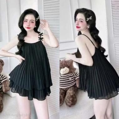 Bộ ngủ hai dây CARY chifon mềm mát, set đồ ngủ 2 dây phối nơ, mặc hè dễ thương - 59.000₫ 10
