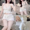 Bộ Ngủ Hai Dây Thun Cotton Cao Cấp Tăm Ren Dây Nơ Eo Tiểu Thư - Hube Sleepwear Giá 285k