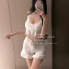 Bộ Ngủ Hai Dây Thun Cotton Cao Cấp Tăm Ren Dây Nơ Eo Tiểu Thư - Hube Sleepwear Giá 285k 4