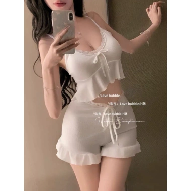Bộ Ngủ Hai Dây Thun Cotton Cao Cấp Tăm Ren Dây Nơ Eo Tiểu Thư - Hube Sleepwear Giá 285k 5 Bộ Ngủ Hai Dây Thun Cotton Cao Cấp Tăm Ren Dây Nơ Eo Tiểu Thư - Hube Sleepwear Giá 285k 5