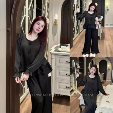 Bộ ngủ lụa LyLy cúc hoa hồng mềm mại, set dài tay thoải mái cho mặc nhà, dạo chơi, du lịch Giá chỉ 522.000₫