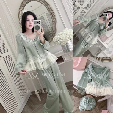 Bộ ngủ lụa LyLy ren mềm mịn, thoải mái - Đi chơi, du lịch sang trọng - 510k