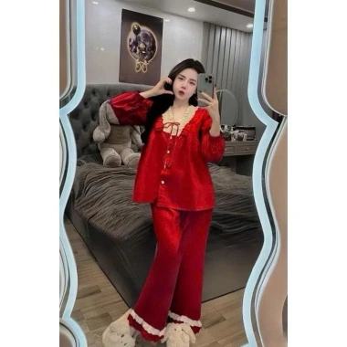 Bộ Ngủ Lụa Mặc Nhà Cổ V Bánh Bèo - Siêu Mềm, Thoáng Khí, Giá Giảm 216k