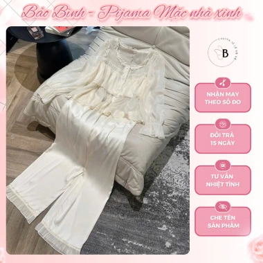 Bộ Ngủ Lụa Tơ Bèo Siêu Xinh Áo Dài + Quần Dài - Giá Gốc 277k, Giảm còn 220k
