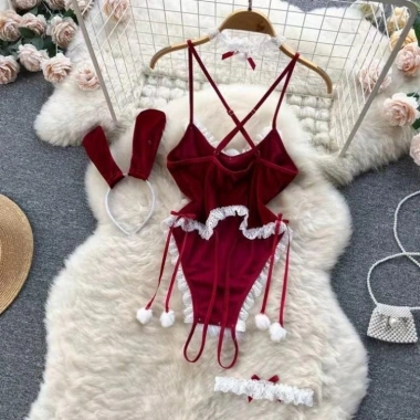 Bộ ngủ Noel JS50 xinh gợi cảm, cosplay thỏ Christmas, chụp ảnh dễ thương - 55.000 VND
