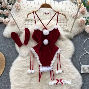 Bộ ngủ Noel JS50 xinh gợi cảm, cosplay thỏ Christmas, chụp ảnh dễ thương - 55.000 VND