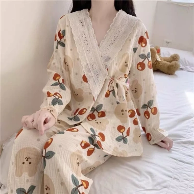 Bộ Ngủ Nữ BD9 Đồ Ngủ Dài Tay Cherry Dễ Thương - Set Đồ Mặc Nhà Giá 215k 7