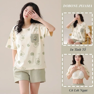 Bộ Ngủ Nữ Cao Cấp TM56 100% Cotton Mút Ngực Chống Lộ, Mềm Mát QCCC, Quần Túi - Giá 240k 3