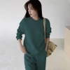 Bộ ngủ nữ cotton tổ ong, set mặc nhà thu đông len dáng rộng bo gấu thể thao B03 5