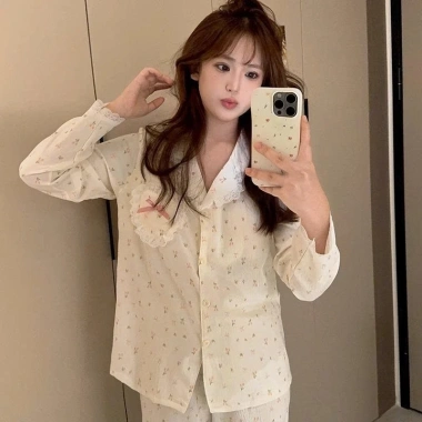 Bộ ngủ nữ dài tay họa tiết hoa ren - Pijama thu đông 207, chỉ 130.000₫ 6 Bộ ngủ nữ dài tay họa tiết hoa ren - Pijama thu đông 207, chỉ 130.000₫ 6