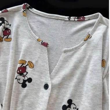 Bộ ngủ nữ dài tay thun tăm họa Mickey pijama hoạt hình dễ mặc thu đông - 145.000đ 7
