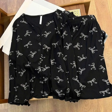 Bộ ngủ nữ dài tay thun tăm họa Mickey pijama hoạt hình dễ mặc thu đông - 145.000đ 9