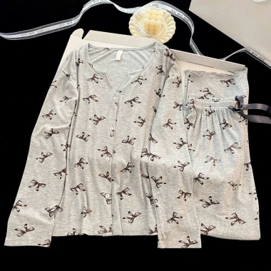 Bộ ngủ nữ dài tay thun tăm họa Mickey pijama hoạt hình dễ mặc thu đông - 145.000đ 10